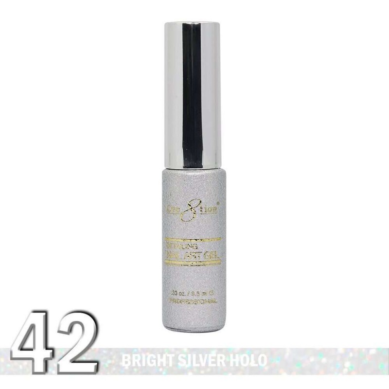 Cre8tion Detailing Nail Art Gel, 42, Bright Holo Silver, 0.33oz KK1025